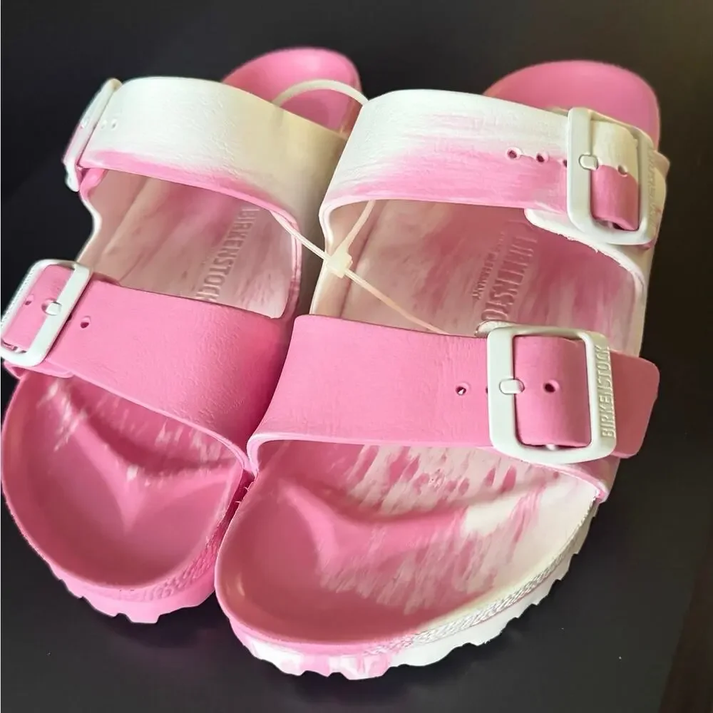 Birkenstock Arizona EVA Sandals Multi Candy Pink White Swirl Women’s 7 NWOT